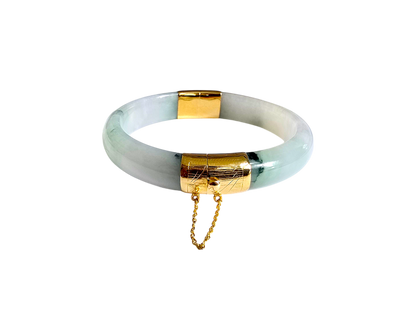 1884 Viceroy's Elliptical Burmese A-Jade Bangle Bracelet (with 14K Yellow Gold)