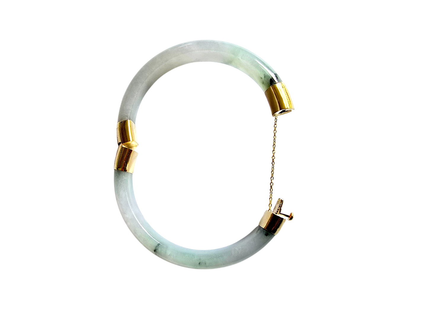 1884 Viceroy's Elliptical Burmese A-Jade Bangle Bracelet (with 14K Yellow Gold)