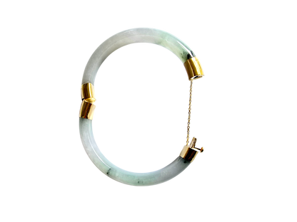 1884 Viceroy's Elliptical Burmese A-Jade Bangle Bracelet (with 14K Yellow Gold)