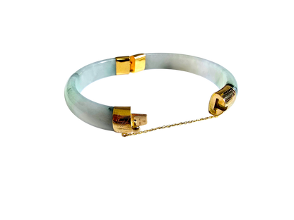 1884 Viceroy's Elliptical Burmese A-Jade Bangle Bracelet (with 14K Yellow Gold)