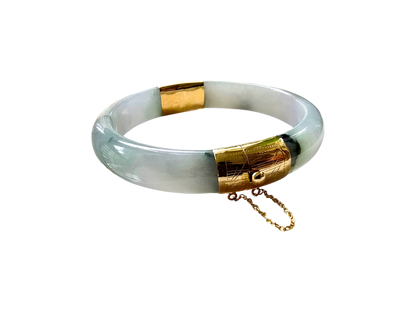 1884 Viceroy's Elliptical Burmese A-Jade Bangle Bracelet (with 14K Yellow Gold)