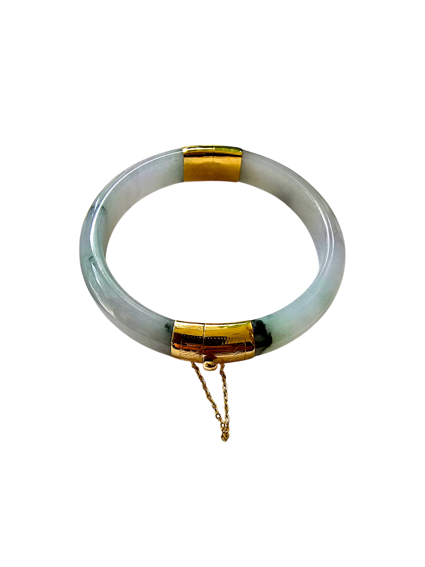 1884 Viceroy's Elliptical Burmese A-Jade Bangle Bracelet (with 14K Yellow Gold)