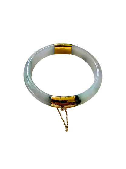 1884 Viceroy's Elliptical Burmese A-Jade Bangle Bracelet (with 14K Yellow Gold)