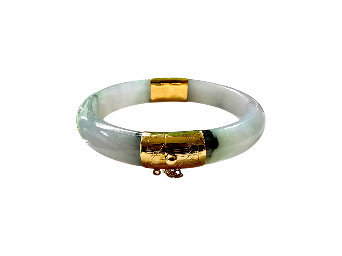 1884 Viceroy's Elliptical Burmese A-Jade Bangle Bracelet (with 14K Yellow Gold)