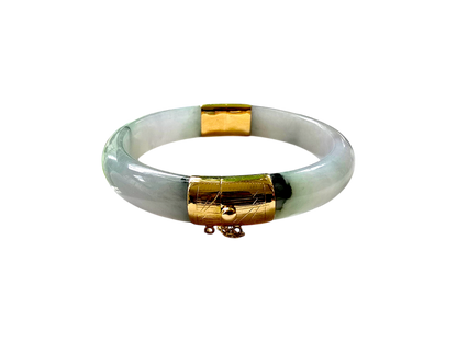 1884 Viceroy's Elliptical Burmese A-Jade Bangle Bracelet (with 14K Yellow Gold)