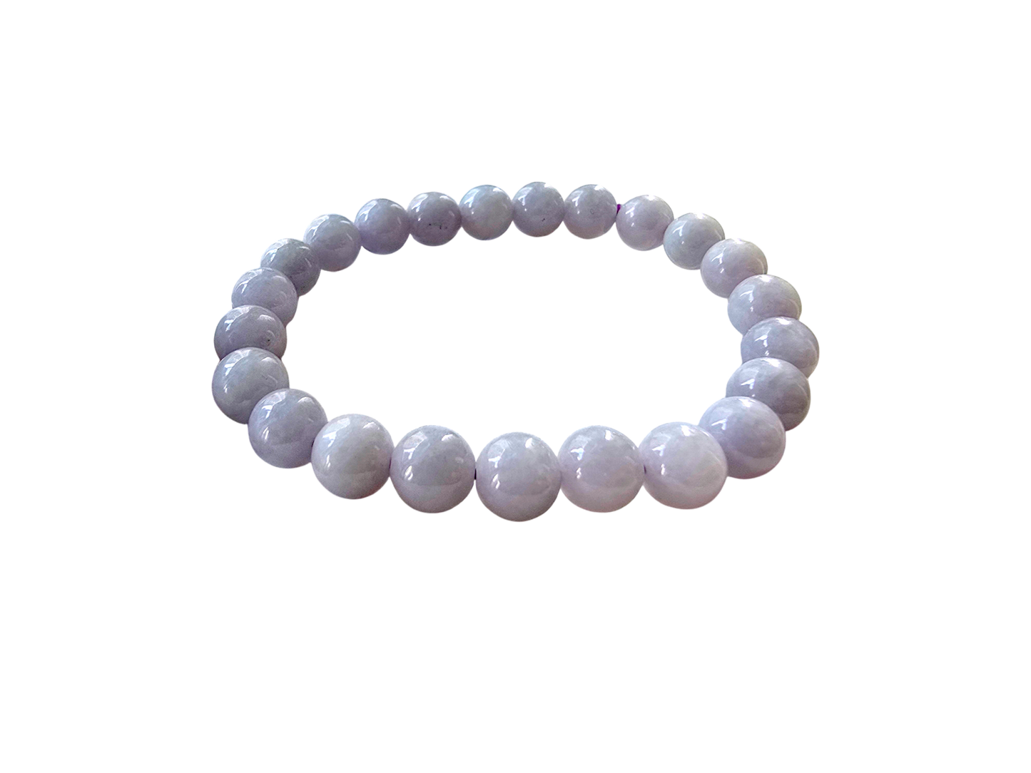 Imperial Japanese Lavender Purple Burmese A-Jade Beaded Bracelet (MADE IN JAPAN) (8mm Each x 23 beads) 05022