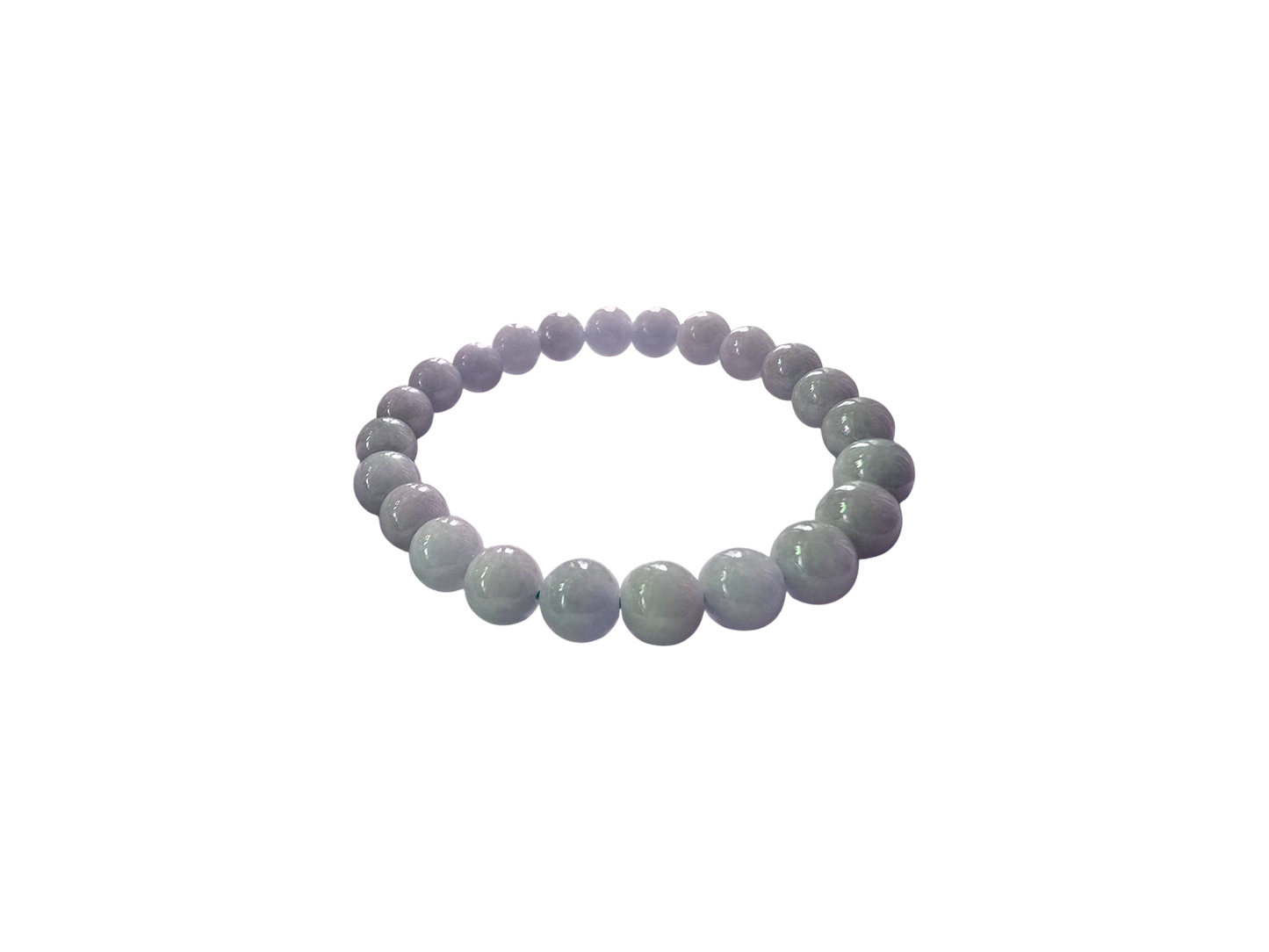 Imperial Japanese Lavender Purple Burmese A-Jade Beaded Bracelet (MADE IN JAPAN) (8mm Each x 23 beads) 05023