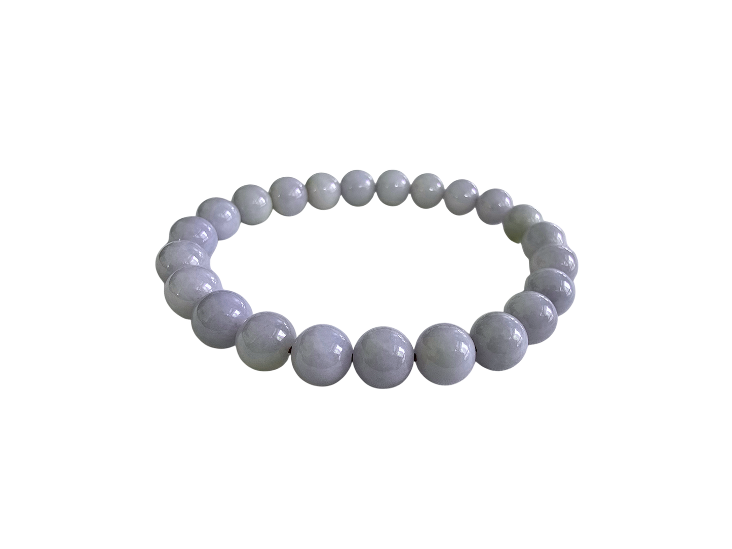 Imperial Japanese Lavender Purple Burmese A-Jade Beaded Bracelet (MADE IN JAPAN) (8mm Each x 23 beads) 05024