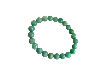 Imperial Japanese Green Burmese A-Jade Beaded Bracelet (MADE IN JAPAN) (8mm Each x 23 beads) 05030