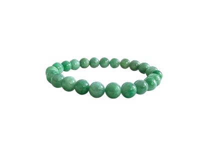 Imperial Japanese Green Burmese A-Jade Beaded Bracelet (MADE IN JAPAN) (8mm Each x 23 beads) 05030