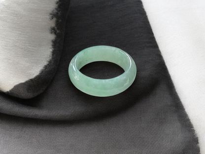 Bright Green Burmese A-Jade Statement Band Ring