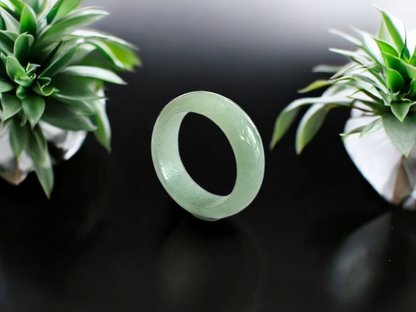 Bright Green Burmese A-Jade Statement Band Ring