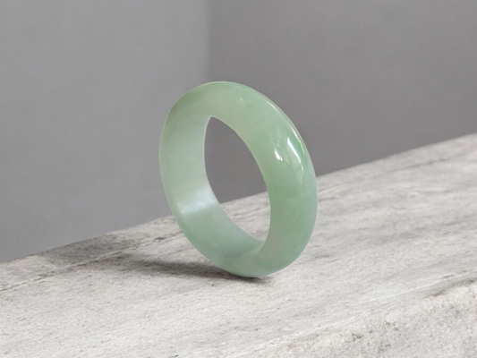 Bright Green Burmese A-Jade Statement Band Ring