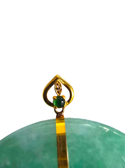 Cheung's Round Donut Burmese A-Jade 40mm Pendant with 18K Yellow Gold - Certified