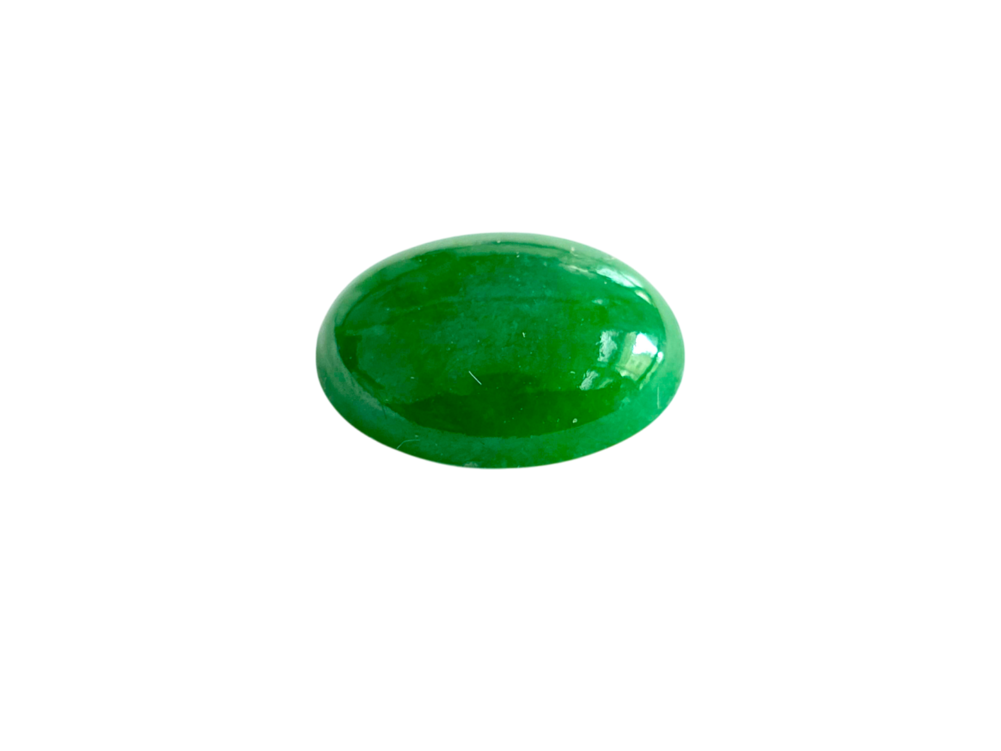 Certified MADE IN JAPAN 4.803 cts. Intense Green Burmese A-Jadeite Oval Cabochon Loose Stone LS7