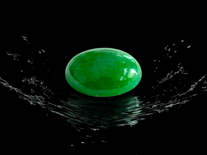 Certified MADE IN JAPAN 4.803 cts. Intense Green Burmese A-Jadeite Oval Cabochon Loose Stone LS7