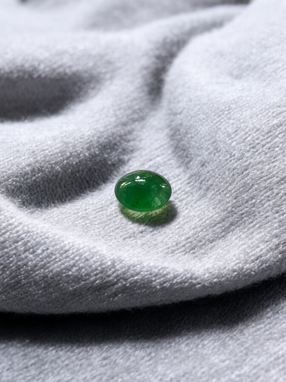 Certified MADE IN JAPAN 1.948 cts. Intense-Vivid Imperial Green Burmese A-Jadeite Oval Cabochon Loose Stone LS8