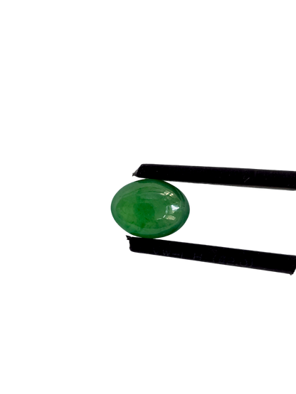 Certified MADE IN JAPAN 1.948 cts. Intense-Vivid Imperial Green Burmese A-Jadeite Oval Cabochon Loose Stone LS8