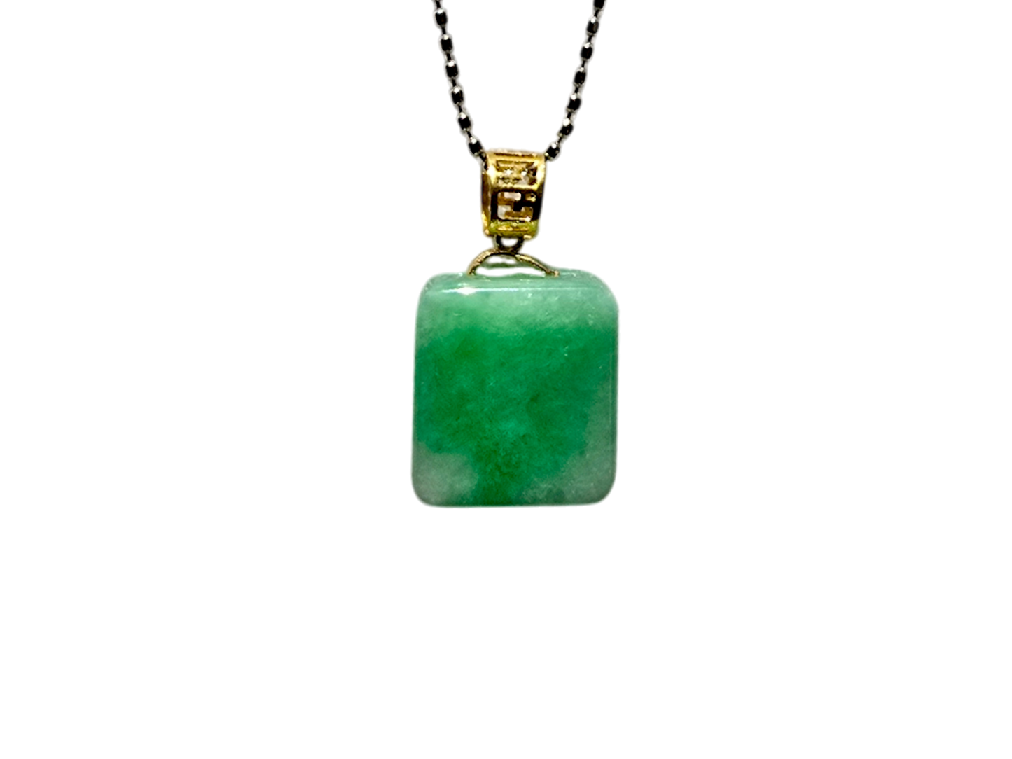 Statement Cube Burmese A-Jade Charm Pendant with 18K Yellow Gold - Certified