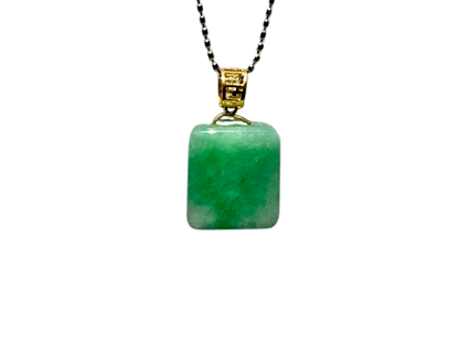 Statement Cube Burmese A-Jade Charm Pendant with 18K Yellow Gold - Certified