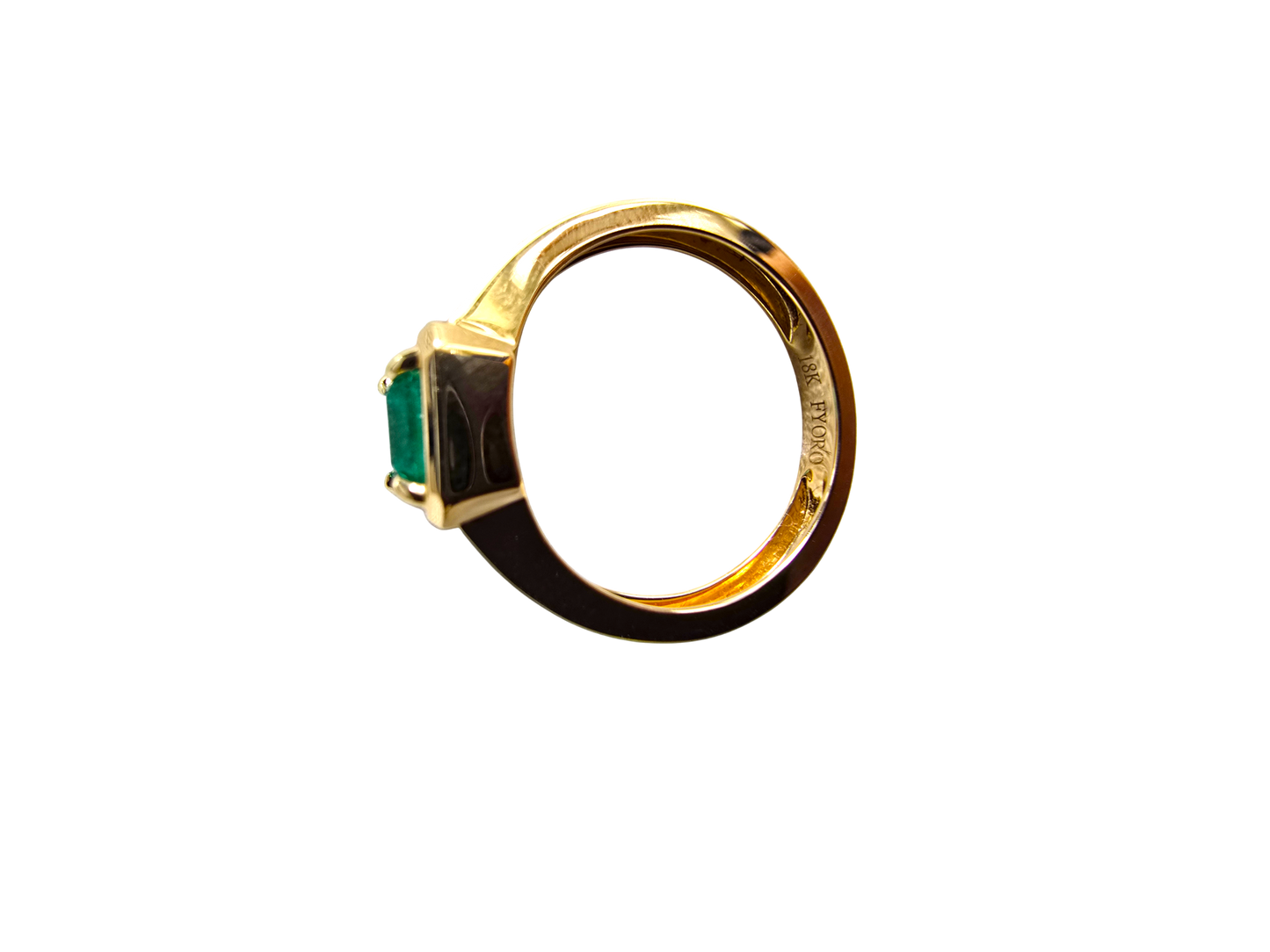 Certified Natural Columbian Emerald 1.01cts (Vivid Green) Men's Ring with 18K Yellow Gold - R2