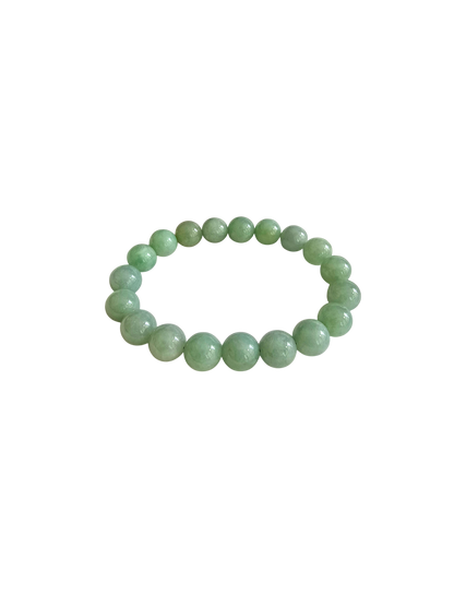 Imperial Japanese Green Burmese A-Jade Beaded Bracelet (MADE IN JAPAN) (10.5mm Each x 19 beads) 05035