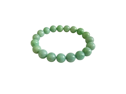 Imperial Japanese Green Burmese A-Jade Beaded Bracelet (MADE IN JAPAN) (10mm Each x 19 beads) 05036