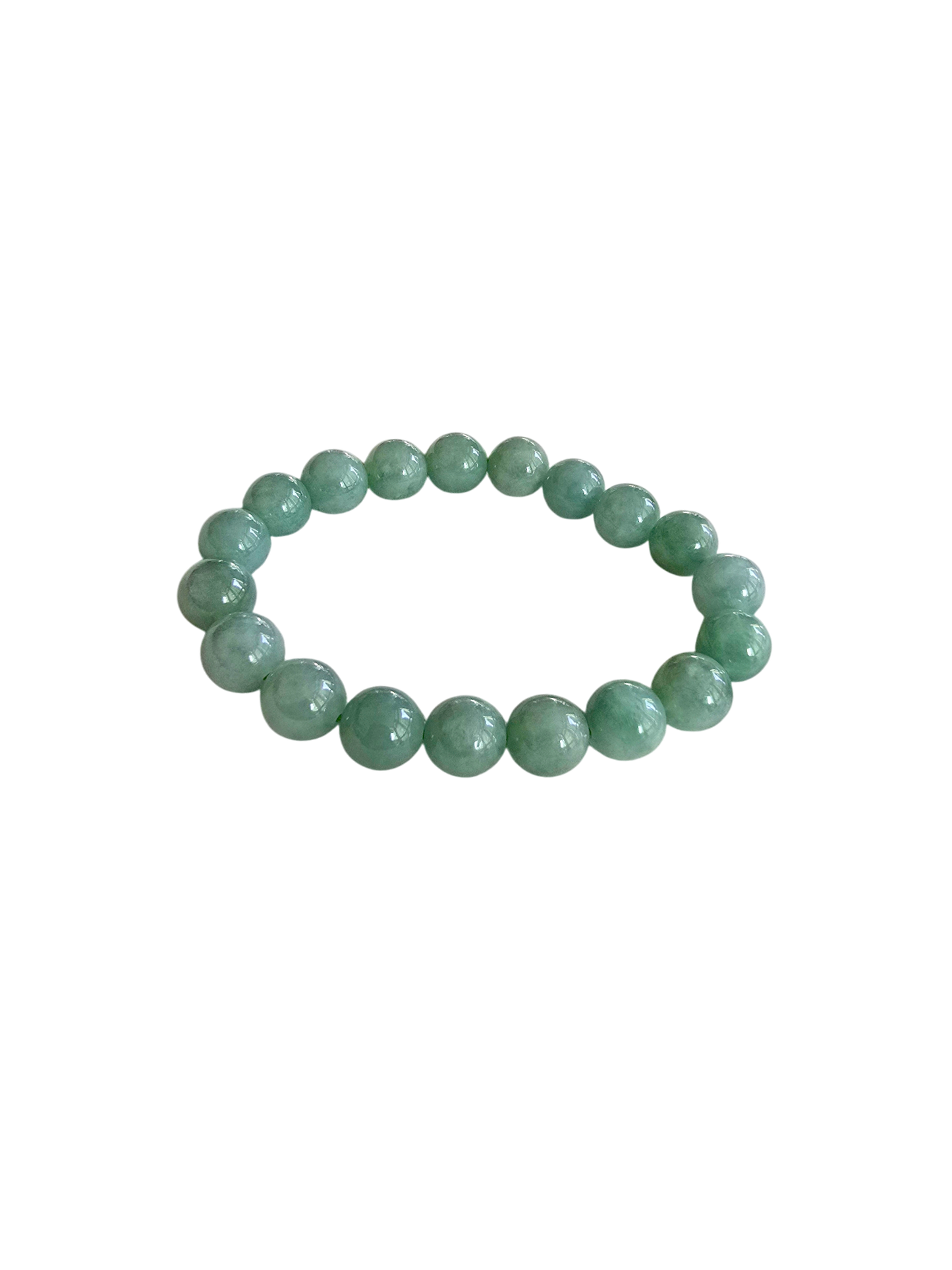 Imperial Japanese Green Burmese A-Jade Beaded Bracelet (MADE IN JAPAN) (10.5mm Each x 19 beads) 05037