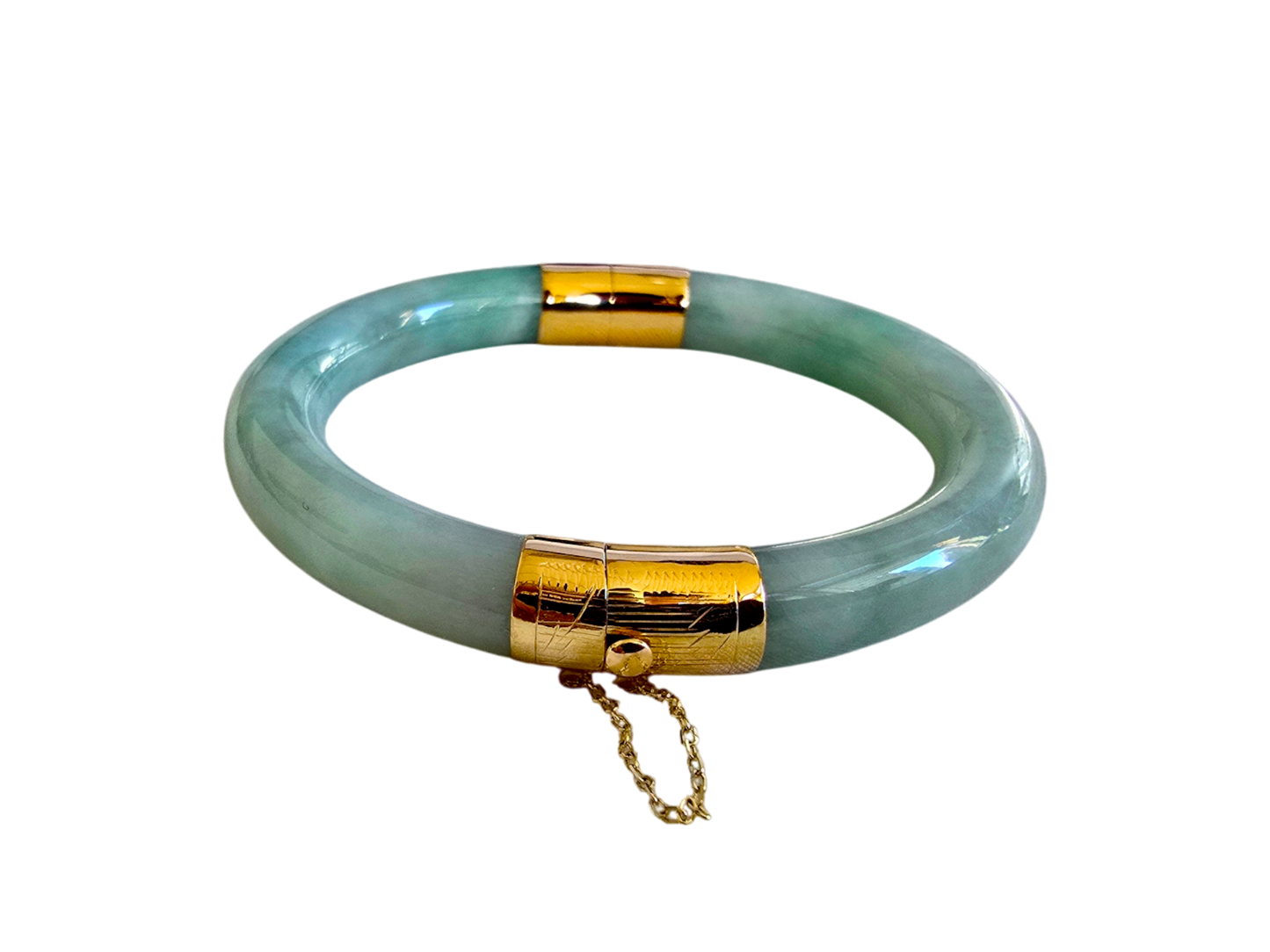 1885 Viceroy's Circular Burmese A-Jade Bangle Bracelet (with 14K Yellow Gold)