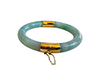 1885 Viceroy's Circular Burmese A-Jade Bangle Bracelet (with 14K Yellow Gold)