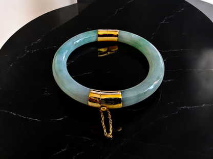 1885 Viceroy's Circular Burmese A-Jade Bangle Bracelet (with 14K Yellow Gold)