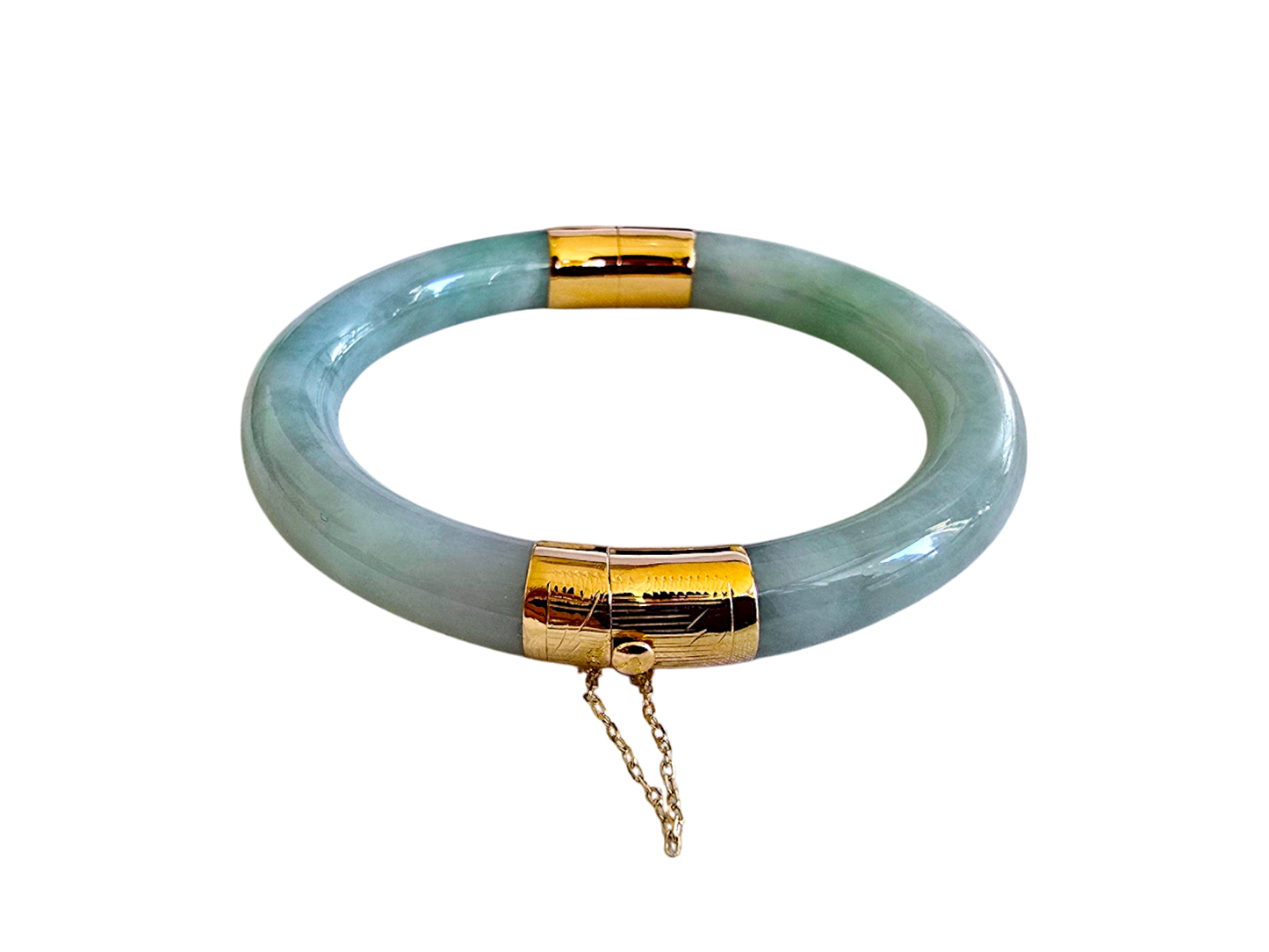 1885 Viceroy's Circular Burmese A-Jade Bangle Bracelet (with 14K Yellow Gold)