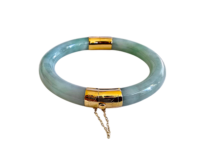 1885 Viceroy's Circular Burmese A-Jade Bangle Bracelet (with 14K Yellow Gold)