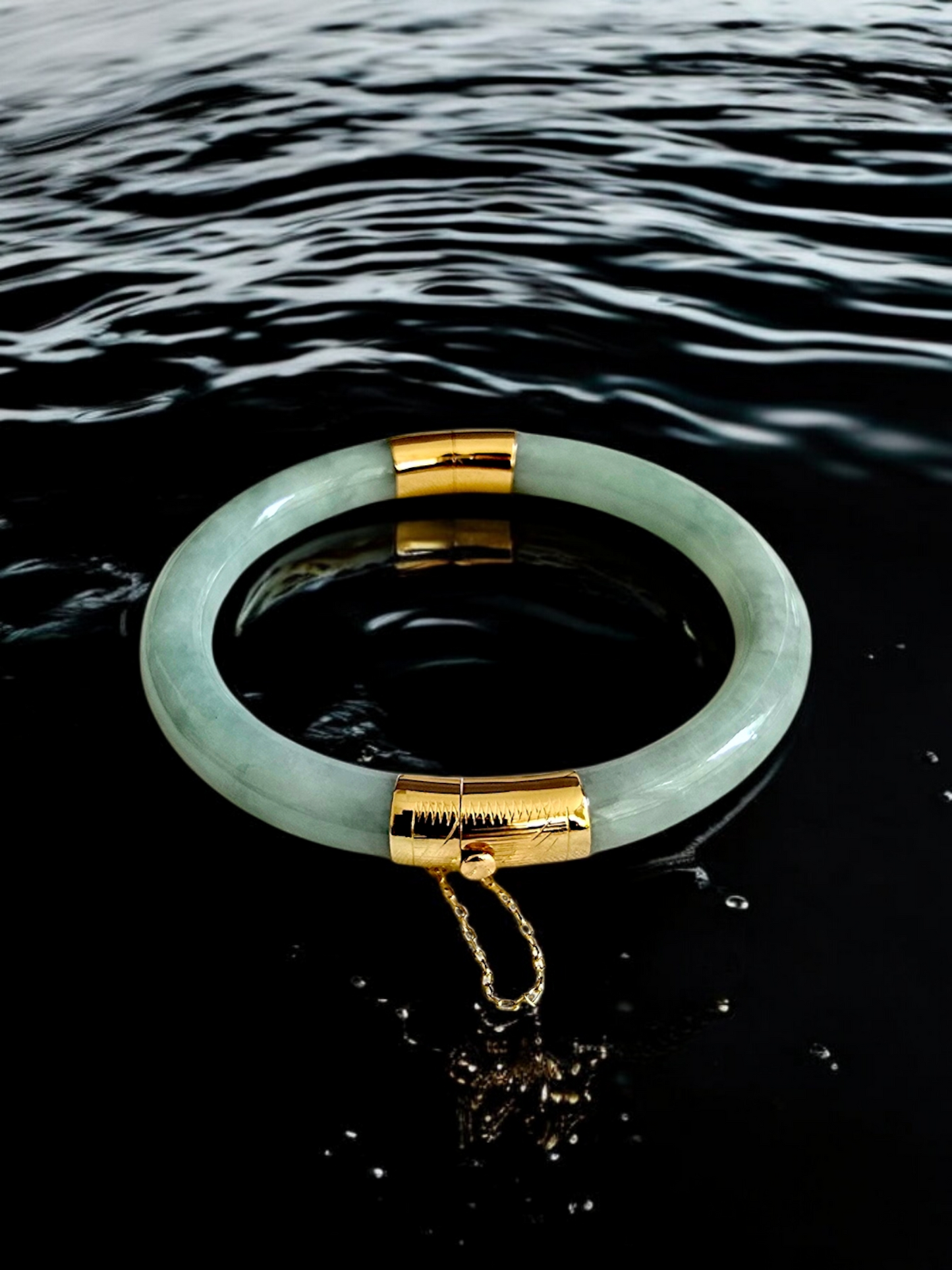 1886 Viceroy's Circular Burmese A-Jade Bangle Bracelet (with 14K Yellow Gold)