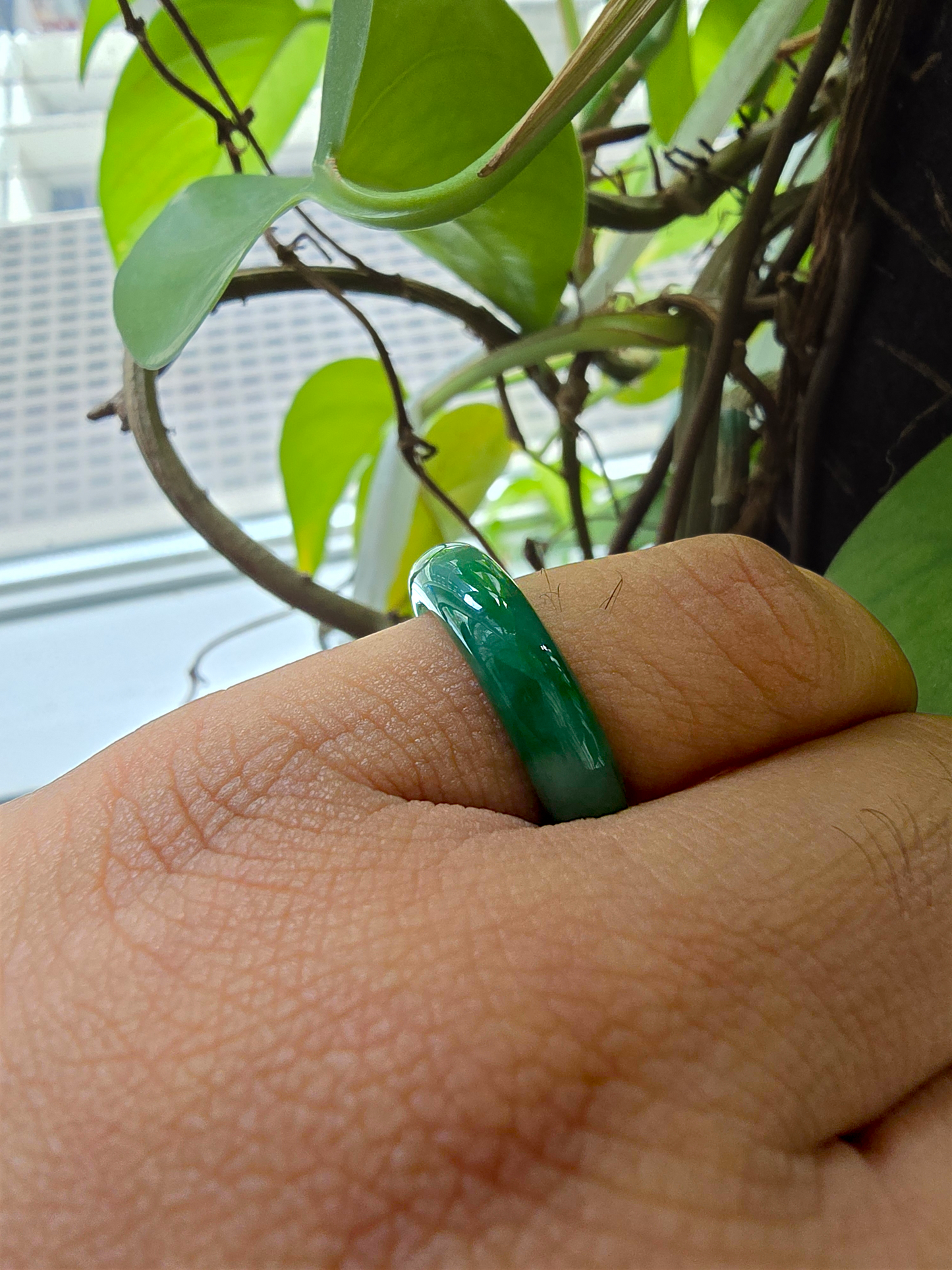 Masters Burmese Vibrant Green A-Jadeite Infinity Band Ring 09007 - Certified