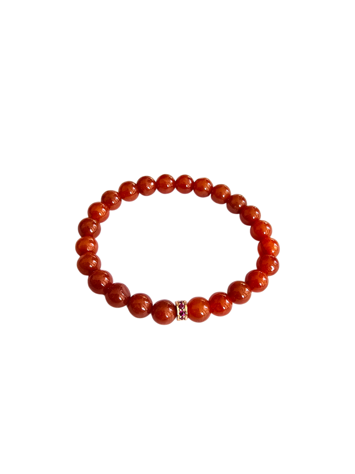 Imperial Japanese Red Burmese A-Jade Beaded Bracelet (MADE IN JAPAN) (8mm Each x 24 beads) with Sterling Silver - Certified 05038