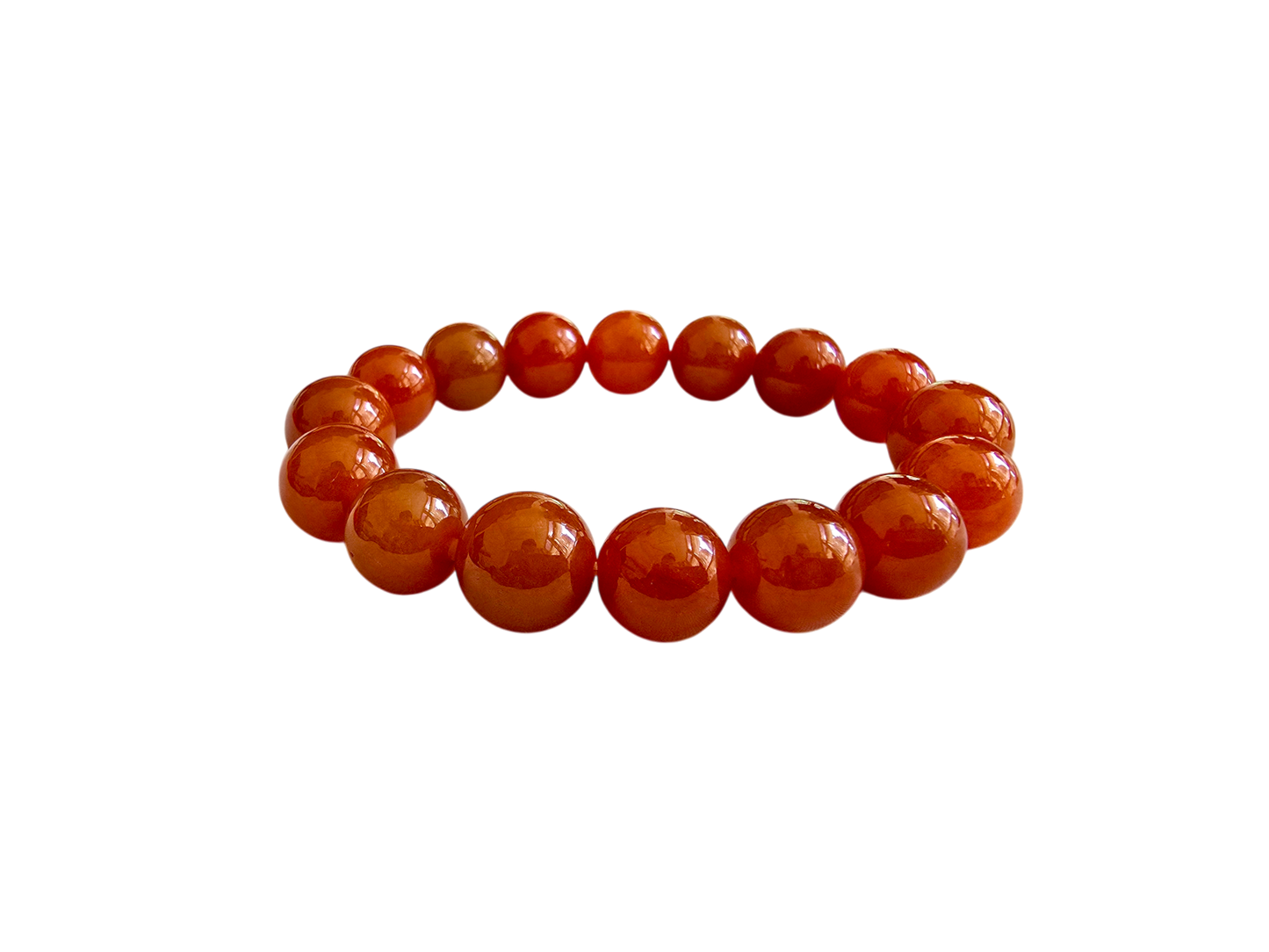 Imperial Japanese Red Burmese A-Jade Beaded Bracelet (MADE IN JAPAN) (12.50 mm Each x 16 beads) - Certified 05040