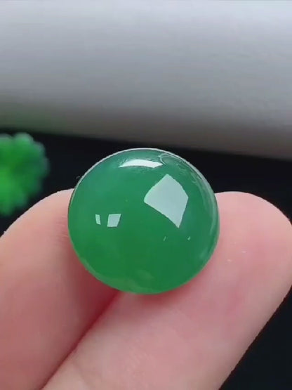 15.57 cts. Burmese A-Jadeite Deep Bluish-Green Round Cabochon Loose Stone Certified LS1