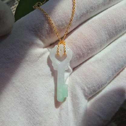 Key of Paris Burmese Green and Lavender A-Jade Charm Pendant