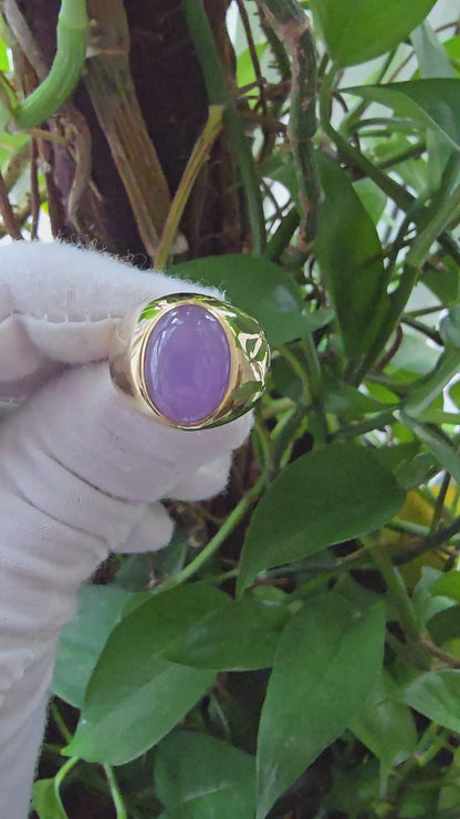 Anyang Royal Purple Jade Ring (with 14K Yellow Gold)