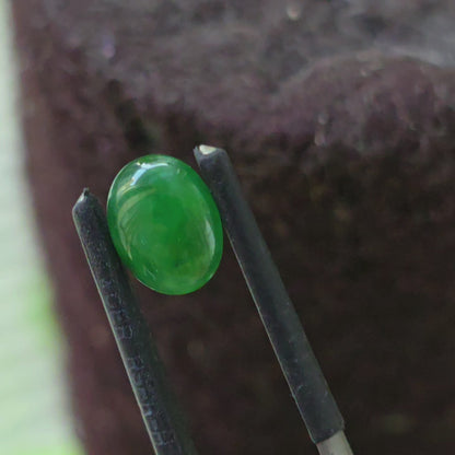 Certified MADE IN JAPAN 1.727 cts. Intense-Vivid Imperial Green Burmese A-Jadeite Oval Cabochon Loose Stone LS9