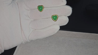 Qing Heart Jade Earrings (with 14K Yellow Gold)