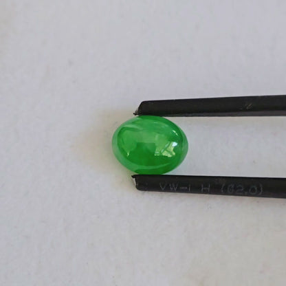 Certified MADE IN JAPAN 2.108 cts. Intense-Vivid Imperial Green Burmese A-Jadeite Oval Cabochon Loose Stone LS10