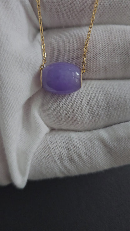 Unity Purple Jade Bead Pendant (with 14K Yellow Gold)