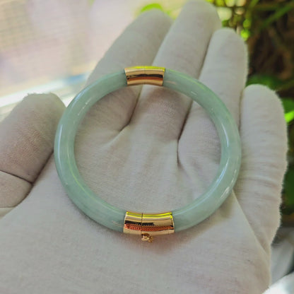 1886 Viceroy's Circular Burmese A-Jade Bangle Bracelet (with 14K Yellow Gold)