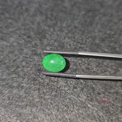 Certified MADE IN JAPAN 4.803 cts. Intense Green Burmese A-Jadeite Oval Cabochon Loose Stone LS7