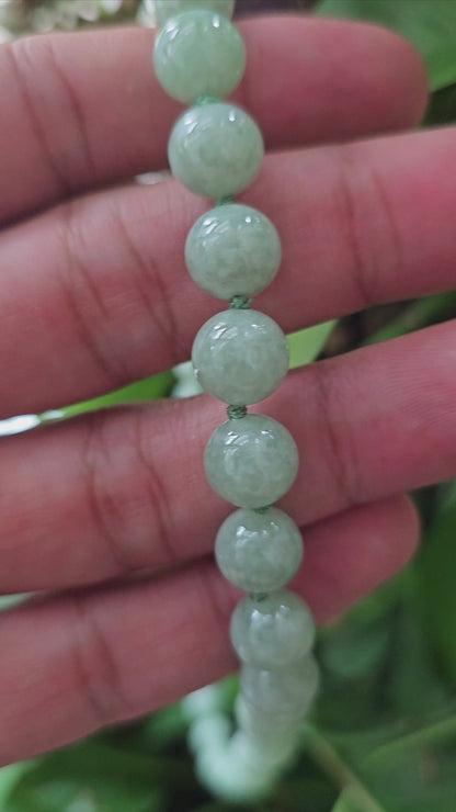 Imperial Long Burmese A-Jade Beaded Necklace (10mm Each x 42 beads) with 14K Yellow Gold 10002