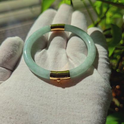 1886 Viceroy's Circular Burmese A-Jade Bangle Bracelet (with 14K Yellow Gold)