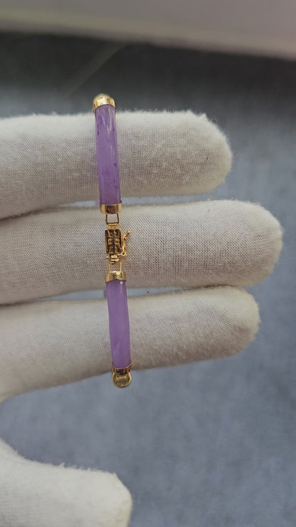 Fu Fuku Fortune (Purple) Jade Bracelet (with 14K Yellow Gold)