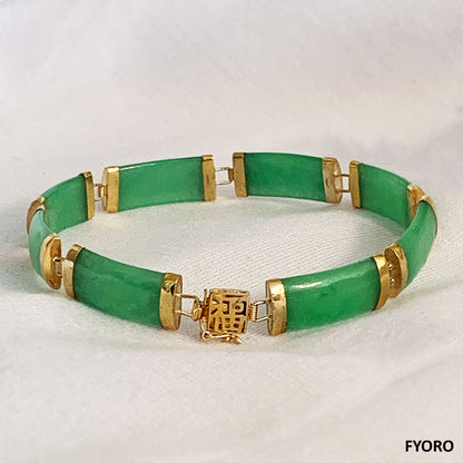 Fu Fuku Fortune Yat-Baat Jade Bracelet (with 14K Gold)